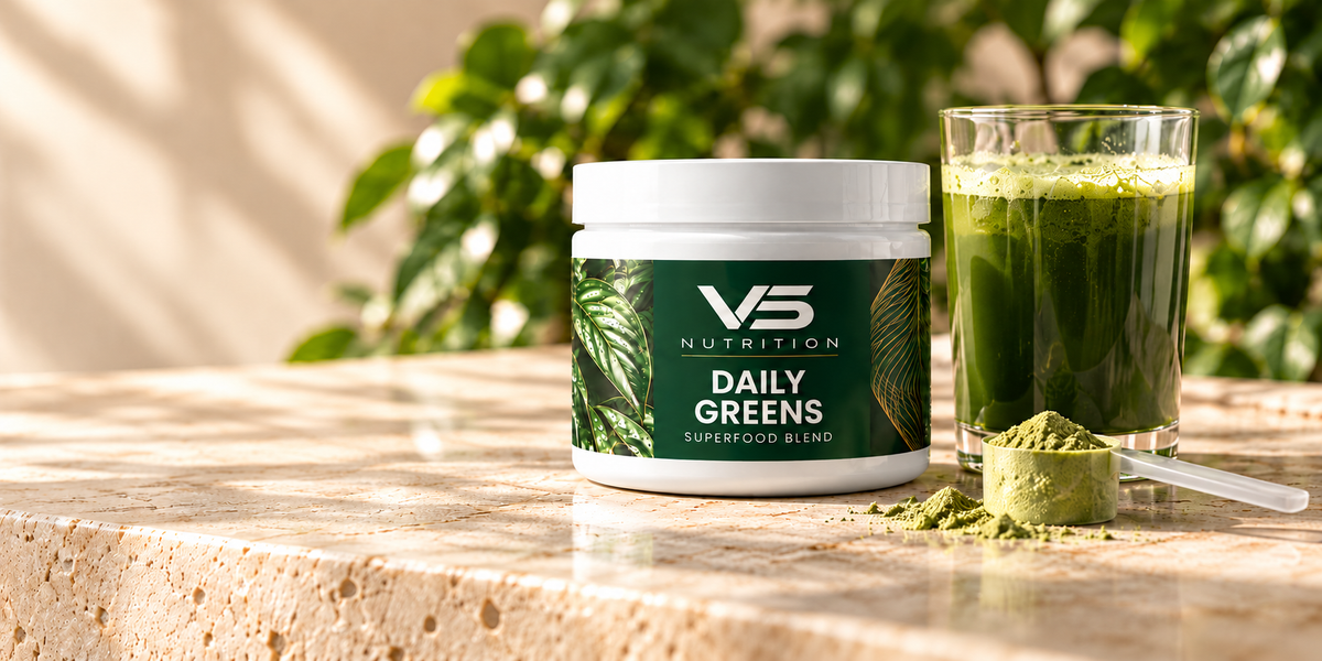 Daily Greens jar and green drink